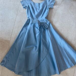 Johnathan Logan Blue Taffeta Dress with Bow Detail